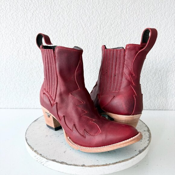 Lane CHELSEA Womens Cowboy Bootie 9.5 Western Red Short Cowgirl Ankle Boots - Picture 13 of 13